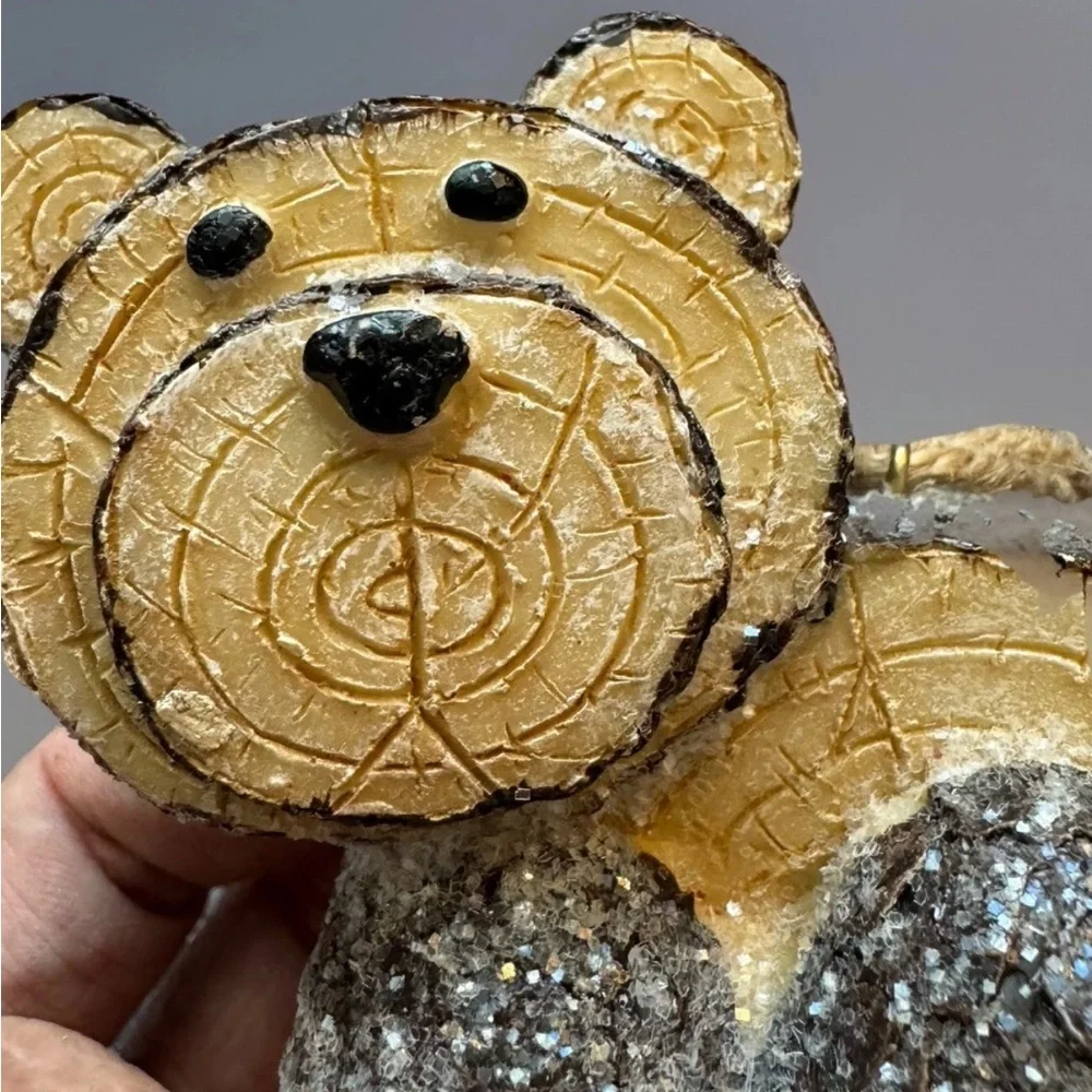 Handcrafted Wood TEDDY BEAR CUB Christmas Ornament 3